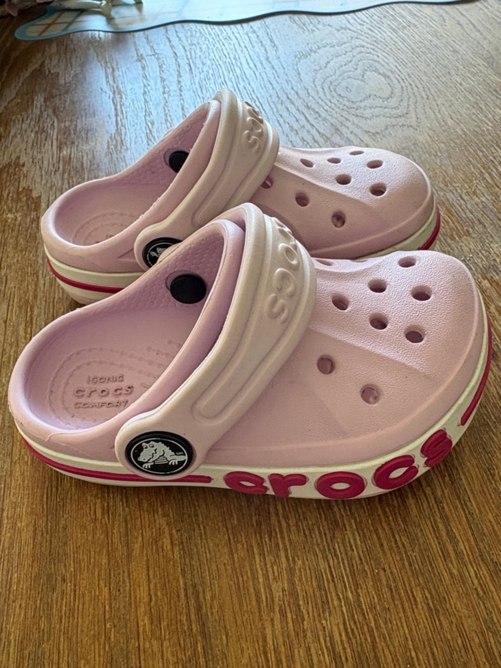CROCS Kids Classic Clog in Light Pink with Hot Pink Accents